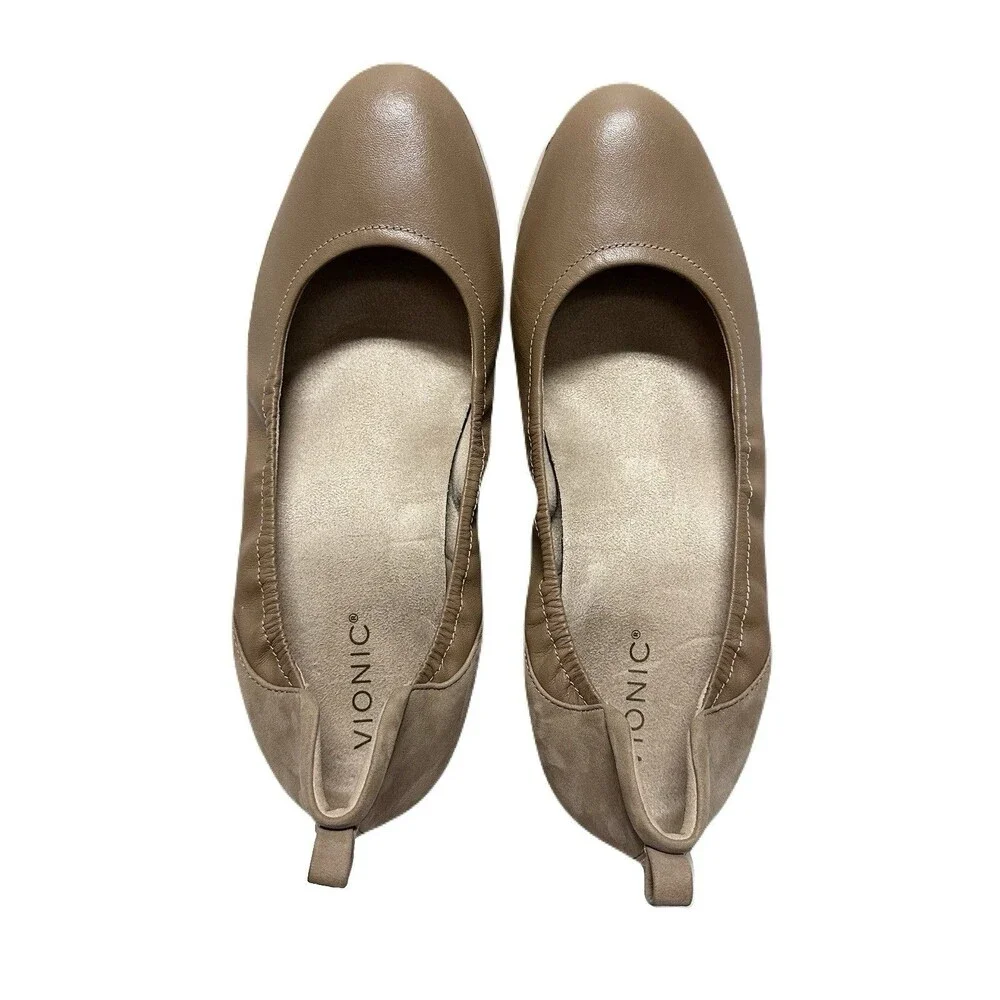 NEW Vionic Jacey Womens Size 11 WIDE Toffee Leather Arch Support Wedge Pump